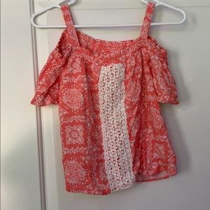 Pink Justice, loose, off the shoulder top